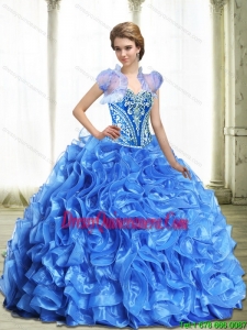 Luxurious Royal Blue Sweet 16 Dresses with Beading and Ruffles