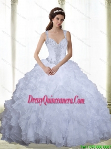 New Style Beading and Ruffles Sweetheart 2015 Quinceanera Dresses in White