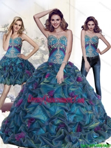 2015 Pretty Appliques and Pick Ups Sweetheart Quinceanera Dresses in Multi Color
