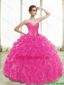 Pretty Fuchsia Quinceanera Dresses with Appliques and Ruffles