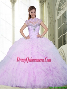 2015 Vintage Ball Gown Quinceanera Dresses with Beading and Ruffles