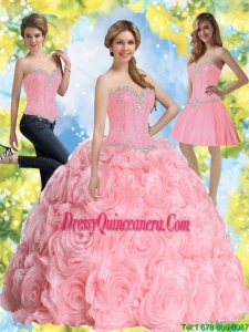 2015 Vintage Beading Baby Pink Quinceanera Dresses