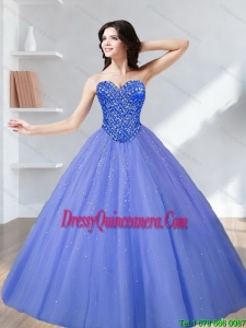 2015 Vintage Beading Sweetheart Tulle Quinceanera Dresses in Lavender