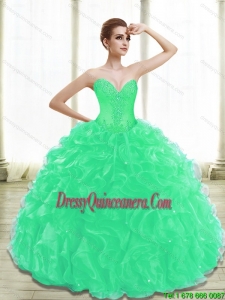 Vintage Appliques Quinceanera Dresses in Turquoise for 2015