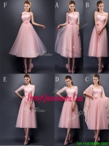 Most Popular Baby Pink Tulle Dama Dress in Tea Length