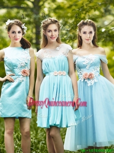 Most Popular Light Blue Dama Dress with Appliques for Spring