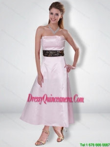 Exquisite 2015 Princess Strapless Ankle Length Camo Dama Dresses