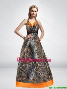 2015 Spring Elegant A Line Halter Top Camo Dama Dresses