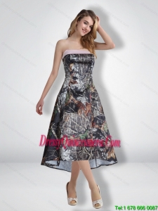 Modest Empire Strapless Popular Camo Dama Dresses with Ribbons for 2015