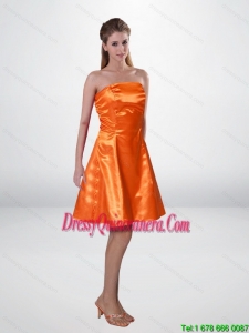 Popular Short Strapless Orange Camo Dama Dresses with Sashes