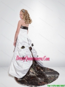 2015 Modest A Line Strapless Camo Little Girl Pageant Dreses