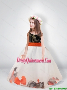 Pretty Ball Gown Scoop Belt Camo Little Girl Pageant Dreses