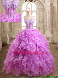 Lovely Applique and Beaded Organza Quinceanera Dress in Lilac