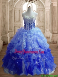 Hot Sale Big Puffy Gradient Color Quinceanera Dress with Beading and Ruffles