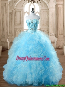 Discount Aqua Blue Quinceanera Dress with Beading and Ruffles
