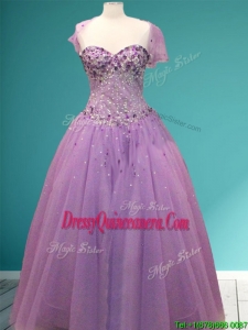 Beautiful Rhinestoned A Line Quinceanera Dress in Lavender