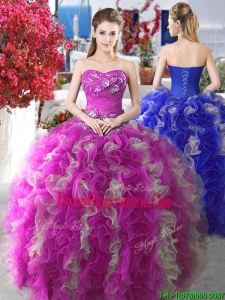 Best Applique and Ruffled Sweet 16 Gown with Puffy Skirt