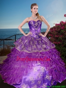 New Style Applique and Ruffled Layers Quinceanera Gown in Organza and Taffeta