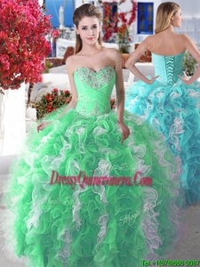 Wonderful New Style Organza Big Puffy Sweet 16 Dress with Beading and Ruffles