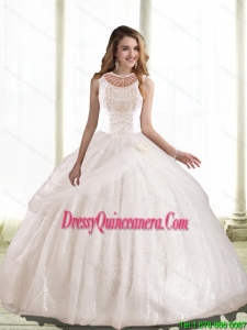 Simple Ball Gown Hand Made Flowers and Beaded 2015 Quinceanera Dress