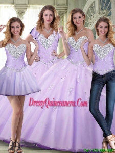 Elegant 2015 Beaded and Appliques Lavender Quinceanera Dresses