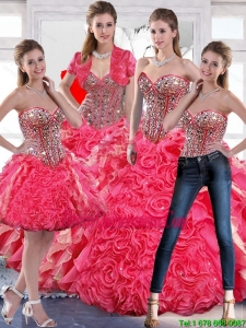 Luxurious Beaded Ball Gown Exclusive Quinceanera Dress with Hand Made Flowers