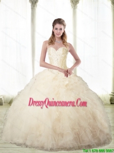 Sturning Champagne Sweetheart Exclusive Quinceanera Dresses with Beading