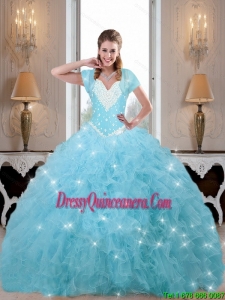 The Most Popular Beaded and Ruffles 2015 Quinceanera Dresses in Baby Blue