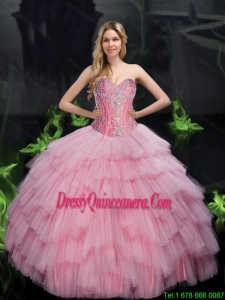 2015 New Style Quinceanera Dresses with Beading in Baby Pink