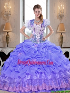 2015 Suitable Beaded Lavender New Style Quinceanera Dresses with Appliques