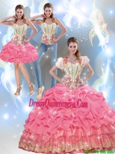 Affordable Beaded New Style Quinceanera Dresses with Appliques and Pick Ups