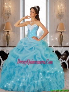 Beautiful 2015 New Style Beaded Quinceanera Dresses in Baby Blue