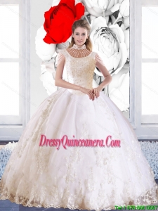 Popular 2015 Laceed and Beaded New Style Quinceanera Dress with High Neck