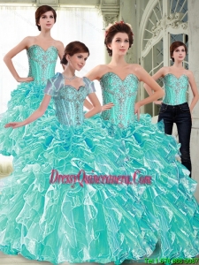 Suitable Ball Gown 2015 New Style Quinceanera Dresses with Ruffles and Beading