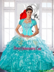 Beaded Pretty Quinceanera Dress with Ruffled Layers and Appliques