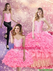 Beautiful 2015 Beaded Perfect Sweet 15 Dresses with Appliques and Pick Ups