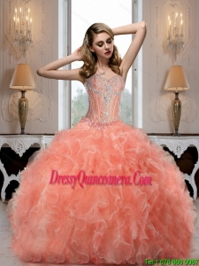 Cheap Sweetheart Watermelon Perfect Sweet 15 Dresses with Beading for 2015