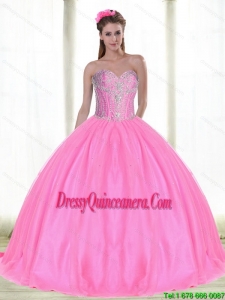 Elegant Sweetheart Pretty Quinceanera Dresses with Beading in Pink