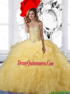 Fashionable Ball Gown Yellow Quinceanera Dresses with Beading