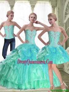 Pretty A Line 2015 Quinceanera Dresses with Beading
