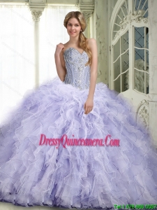 Pretty Lavender Quinceanera Dresses with Ruffles and Beading