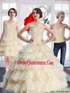 Wonderful Sweetheart Perfect Sweet 15 Dresses with Beading and Ruffled Layers
