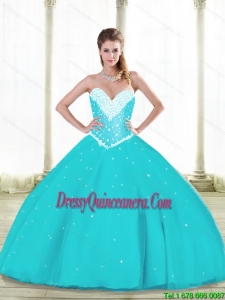 Pretty Aqua Blue Quinceanera Dresses with Beading and Ruffles