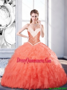 Pretty Sweetheart Watermelon Quinceanera Dresses with Beading and Ruffles