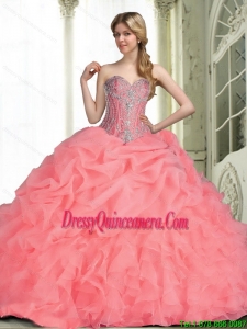 Vintage 2015 Quinceanera Dresses with Beading in Watermelon