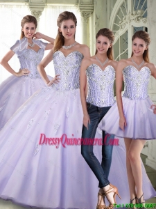 Vintage Ball Gown Sweetheart Lavender Quinceanera Dresses with Beading