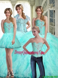 Vintage Ball Gown Sweetheart Quinceanera Dresses with Ruffles and Beading