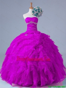 2015 Beautiful Strapless Quinceanera Dresses with Beading and Ruffles