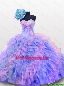 New Style Beaded and Sequins Sweetheart Quinceanera Dresses for 2015 Fall