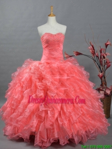 Perfect Sweetheart Beading Watermelon Quinceanera Dresses for 2015 Fall
